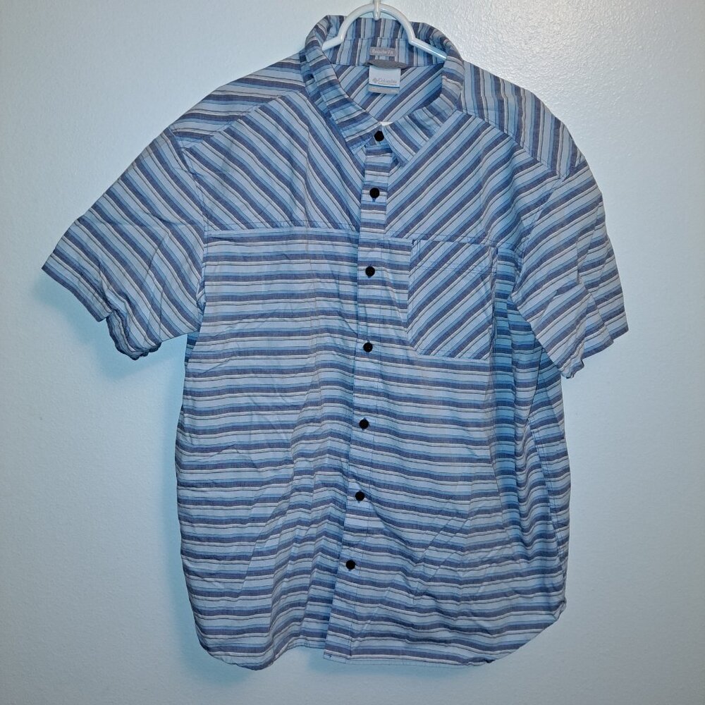 Columbia Men's Thompson Hill Yarn Dye Short Sleeve Azul Stripe Shirt XXL - Picture 9 of 9